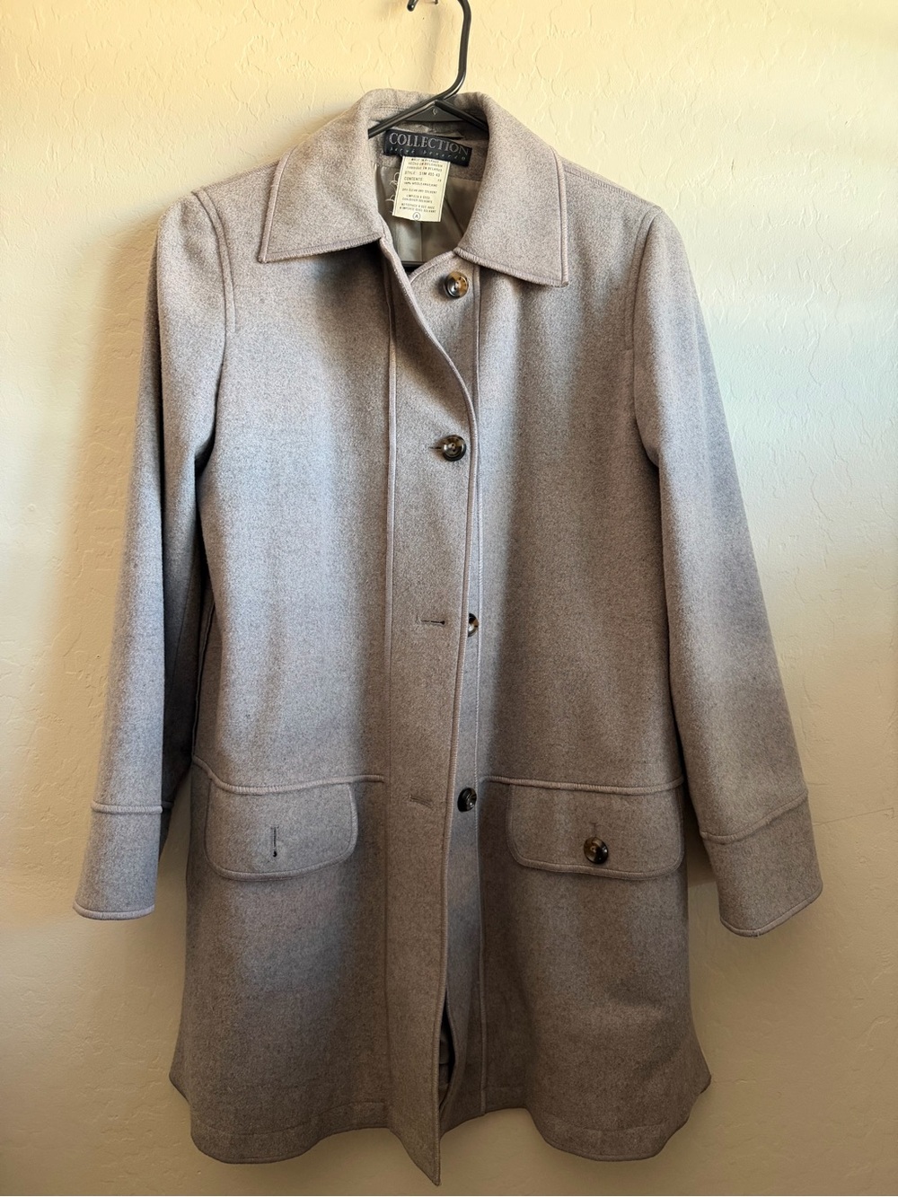 Collection B Light Gray Wool Pea Coat with Front Flap Pockets